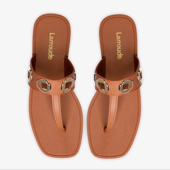 Larroude Shoes - larroude Womens Milan S Sandals in Tan PVC Size 8/9 Flip Flops Thong Sandal